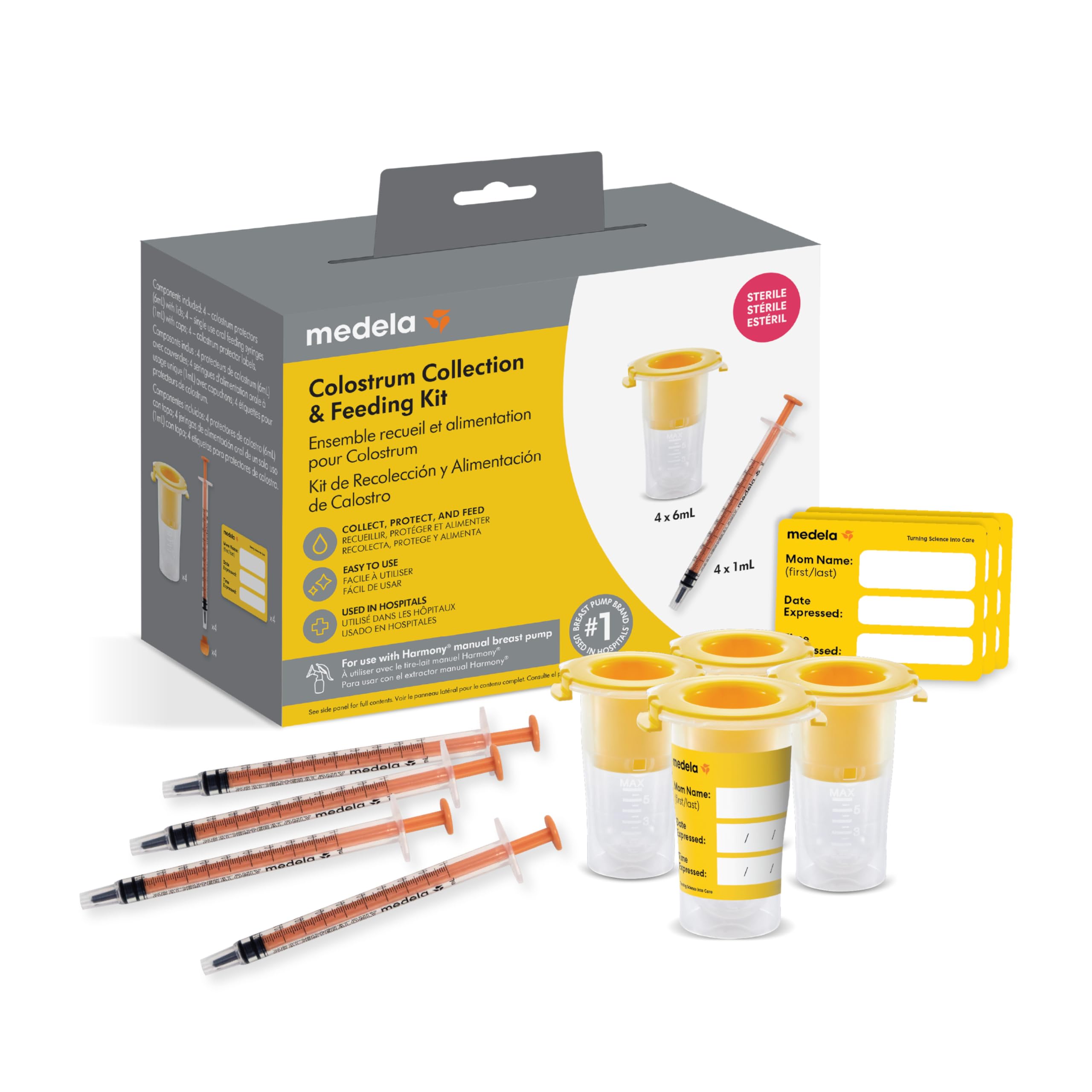 Medela Harmony Manual Breast Pump, Colostrum Collection and Feeding Kit, Silicone Breast Milk Collector, Collect, Store, Feed, and Pump