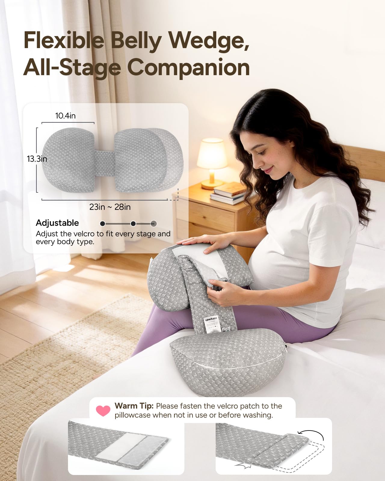cozyyeah Pregnancy Wedge Pillow for Sleeping, Adjustable Maternity Pillow for Side Sleepers
