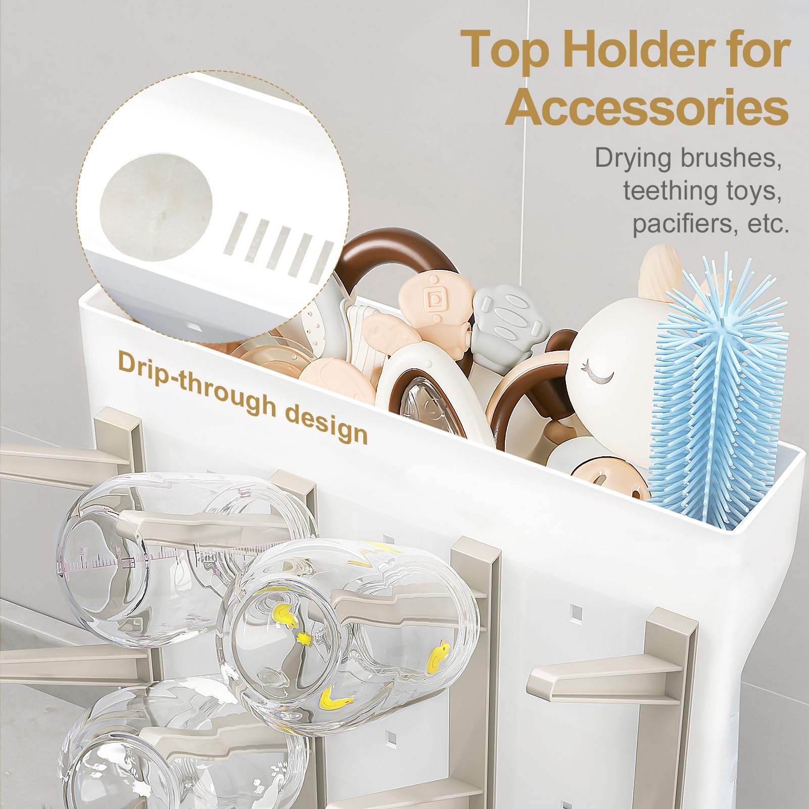 GoMaihe Space-Saving Vertical Baby Bottle Drying Rack
