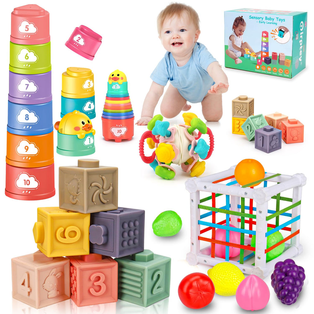 Qirptey Montessori Stacking Cups and Shape Sorter Toy