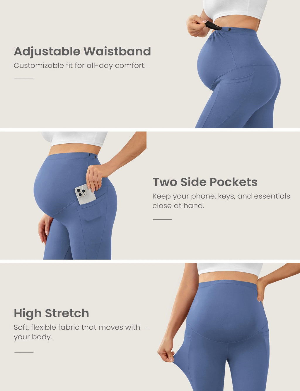 VALANDY Creamlush 2/4 Pack Maternity Leggings with Pockets, Over Belly Buttery Soft Pants for Yoga, Lounge, Daily Wear