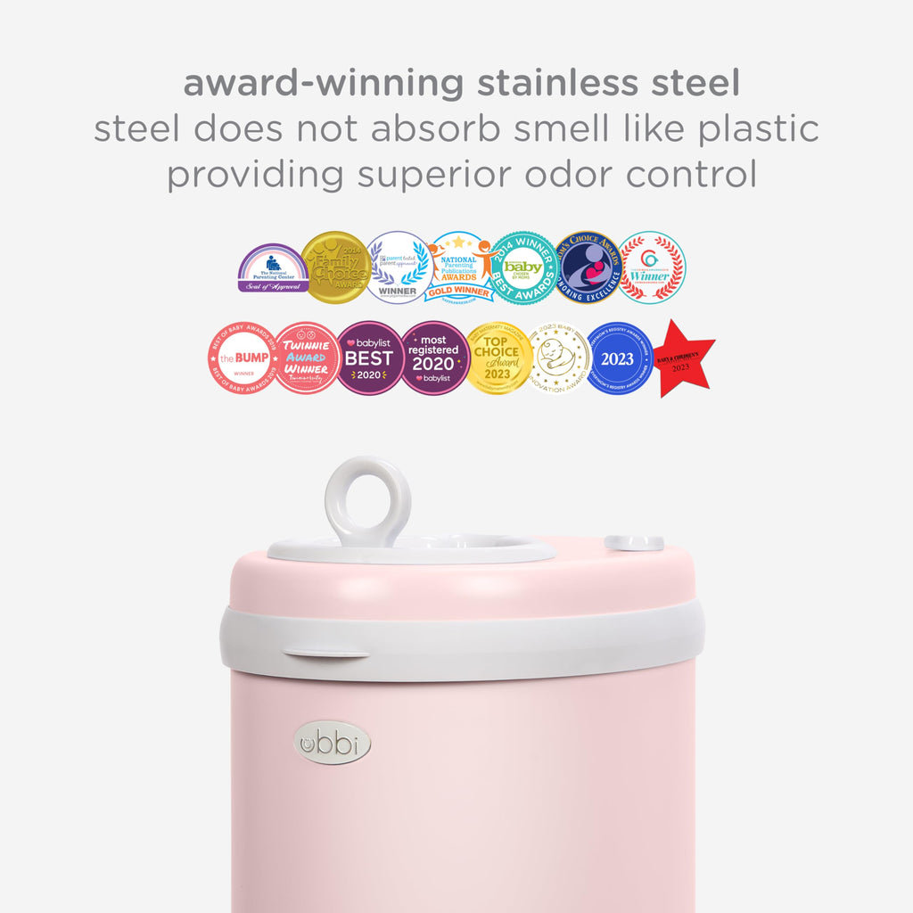 Ubbi Steel Odor-Locking Diaper Pail with Standard Bags