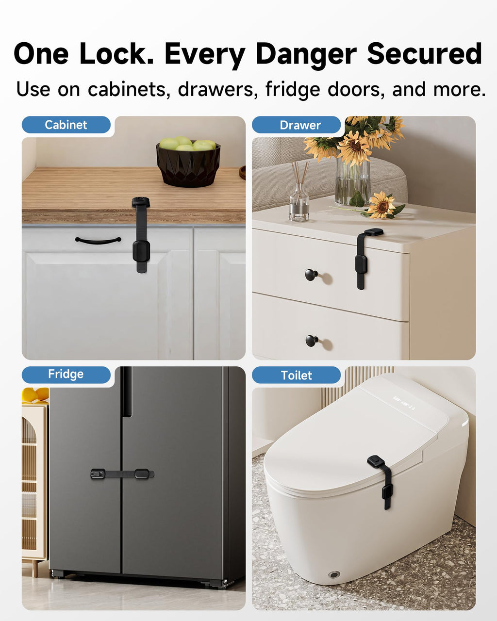 Infinno No-Drill Babyproof Cabinet and Drawer Locks