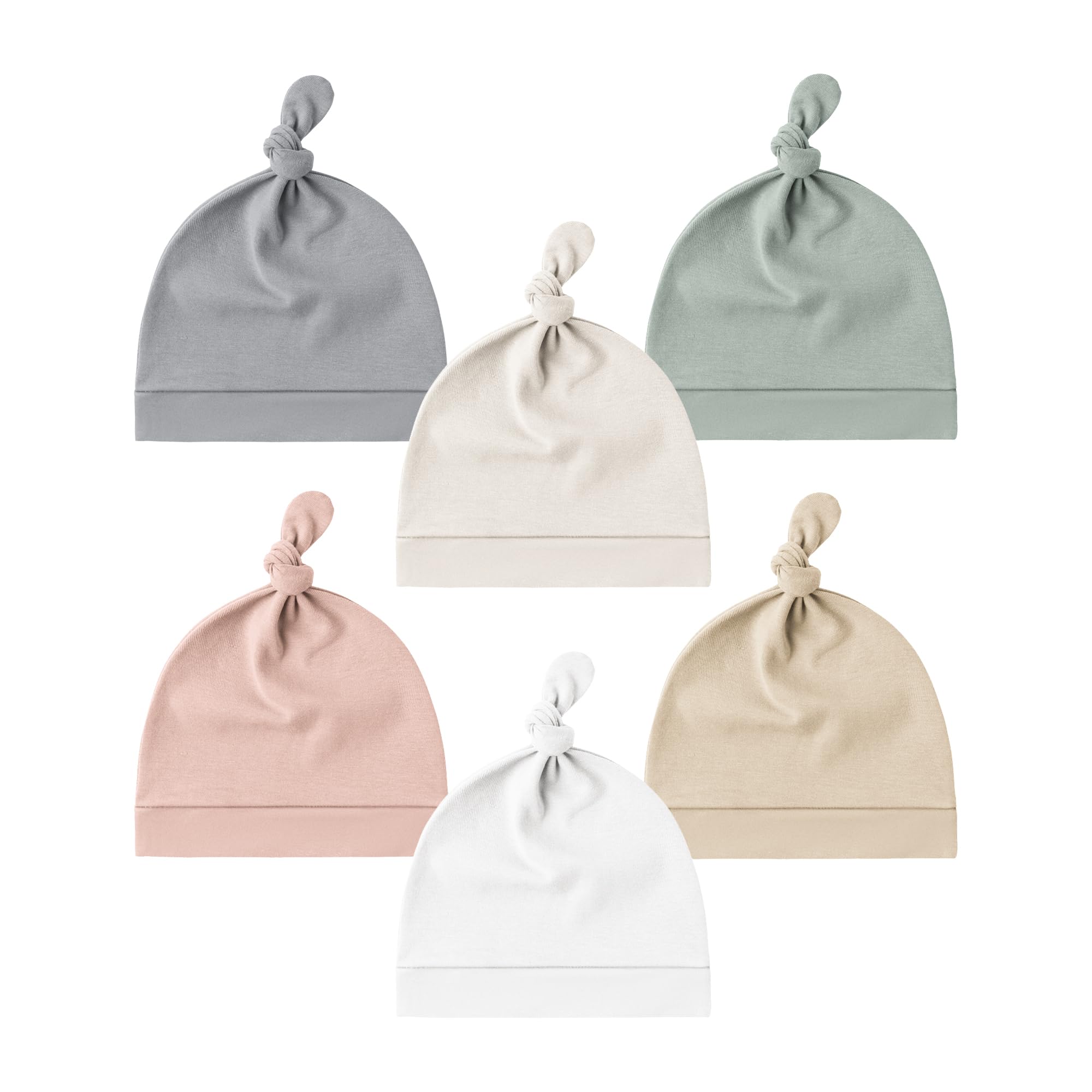 Konssy 6-Pack Newborn Knot Beanie Hats for 0–6 Months