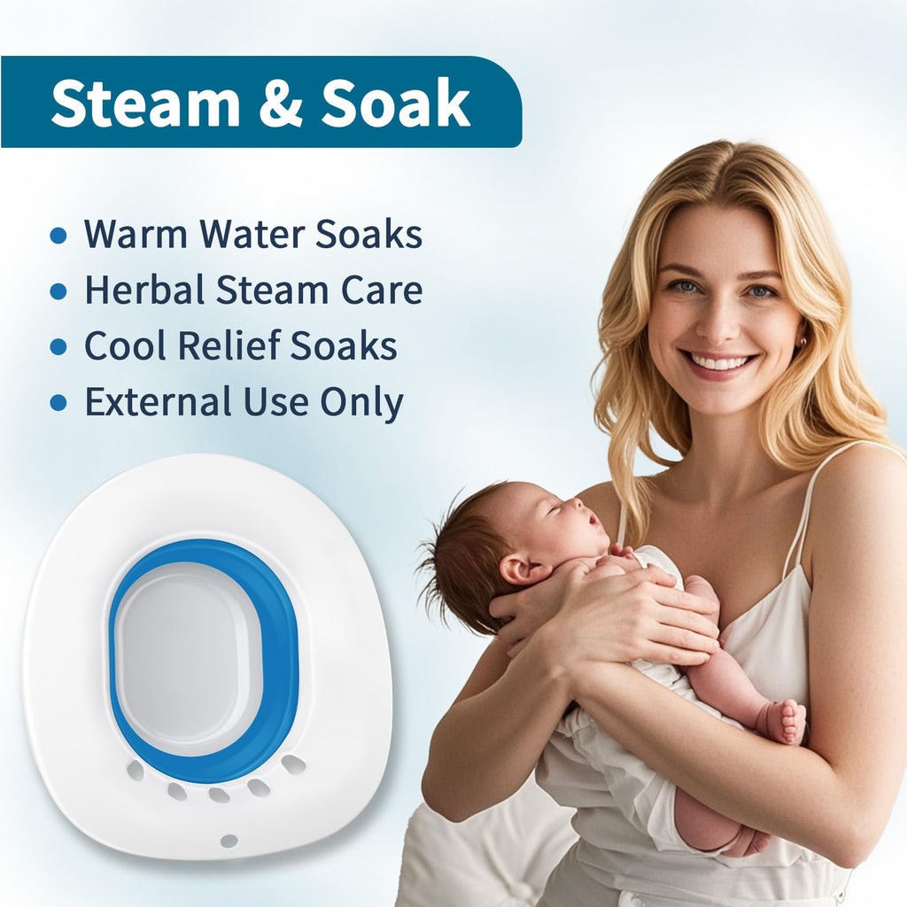 Msiori Sitz Bath for Toilet Seat, Hemorrhoids and Postpartum Care - Yoni Steam Seat - Pregnant Women and Perineal Care, Portable Bidet BPA Free - Collapsible