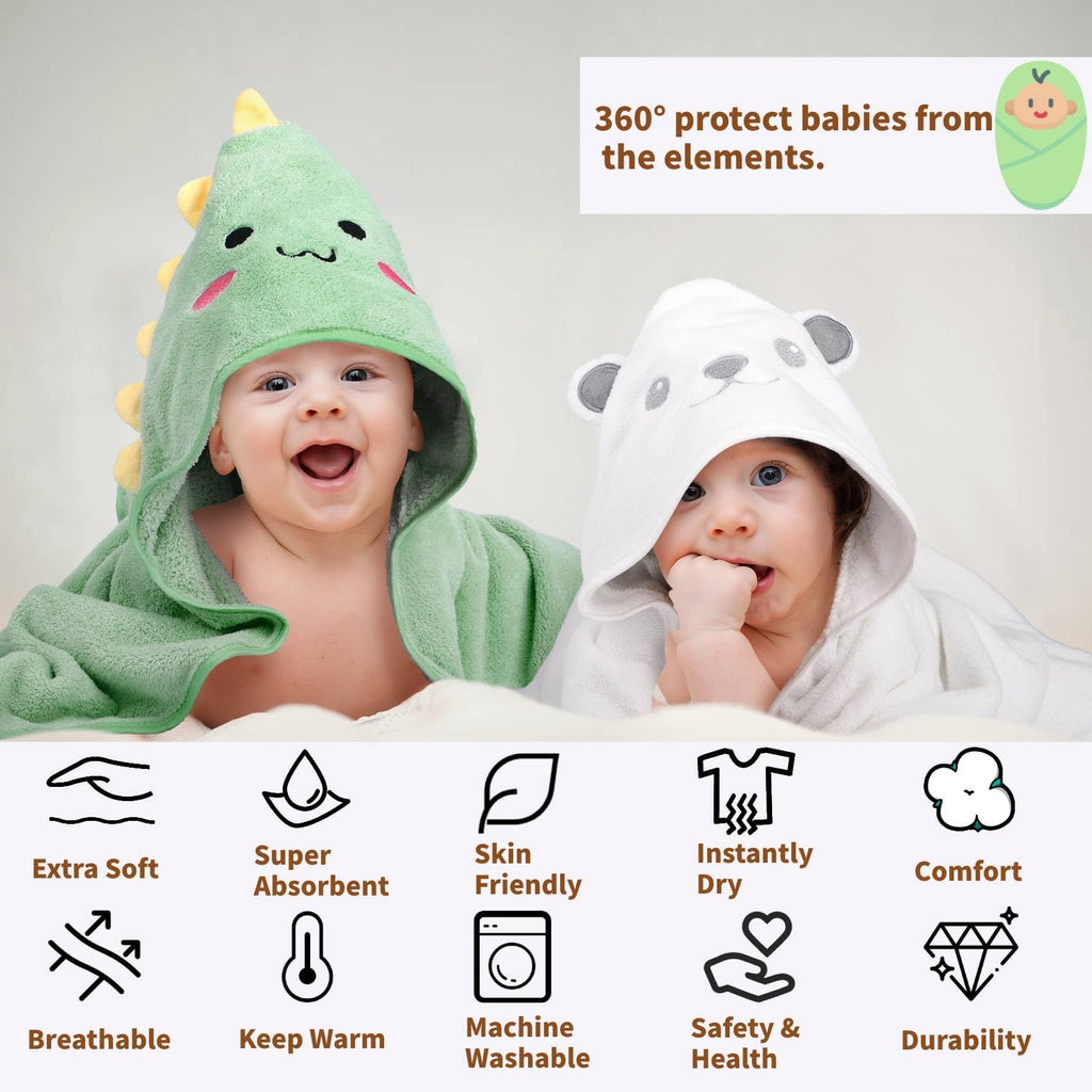 CandyHome 12-Piece Hooded Baby Towel and Washcloth Set