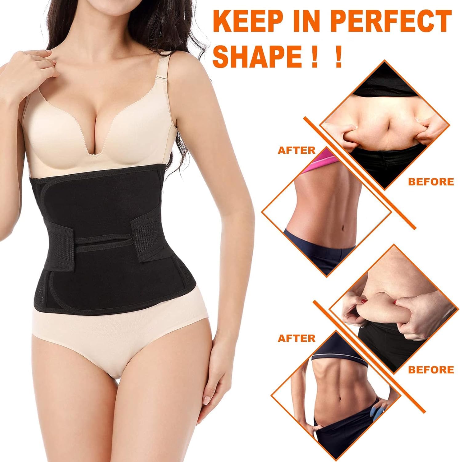 Postpartum Belly Band Support: 2 Adjustable Straps for Abdomen Compression | Helps Relieve Incision & Back Pain After C-Section during Getting Up, Coughing & Breastfeeding