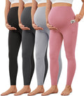 VALANDY Creamlush 2/4 Pack Maternity Leggings with Pockets, Over Belly Buttery Soft Pants for Yoga, Lounge, Daily Wear