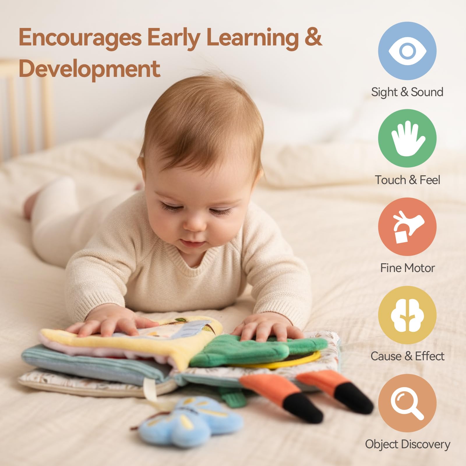 Macabaka Montessori Sensory Soft Book for Babies 0–12 Months