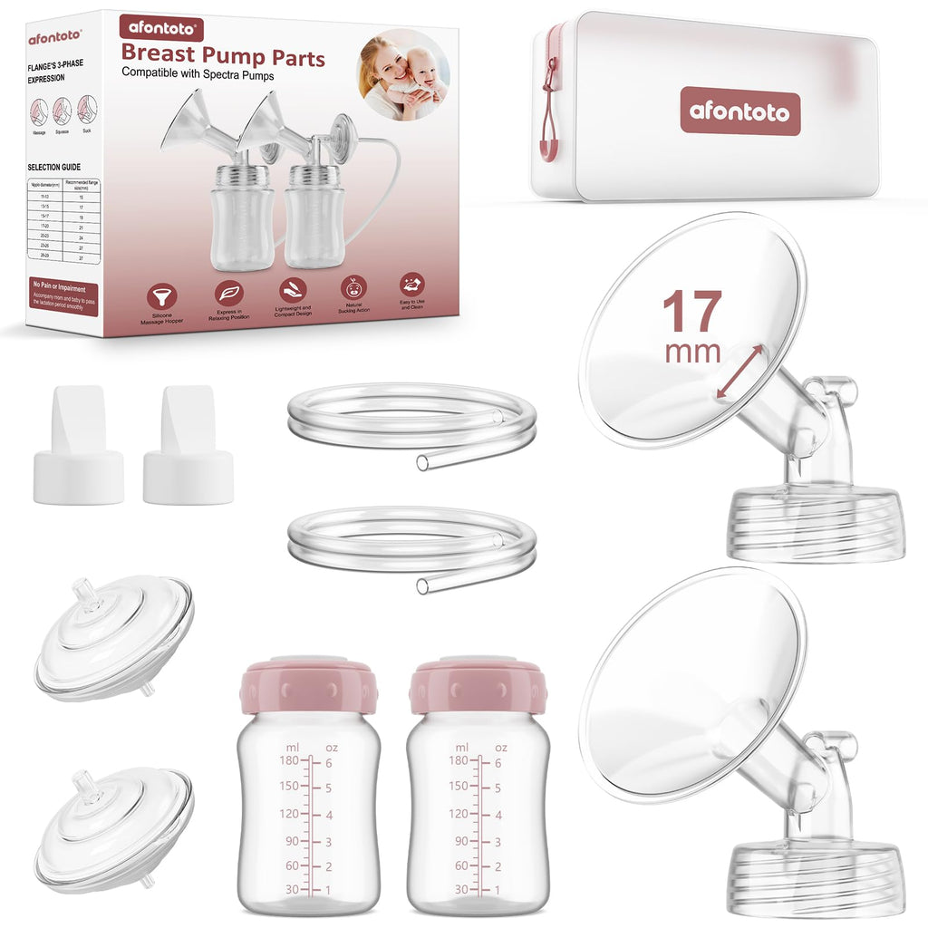 Pump Parts Compatible with Spectra S1/S2/9Plus Breastpump, Full Set Replacement Parts for Spectra Include Flange,Duckbill Valve,Backflow Protector,Tube,Bottle, Not Original Accessories