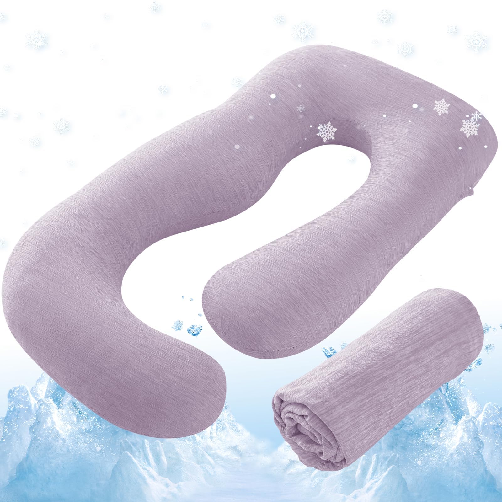 Sasttie J-Shape Cool Knit Maternity Pillow Case for Pregnant Woman
