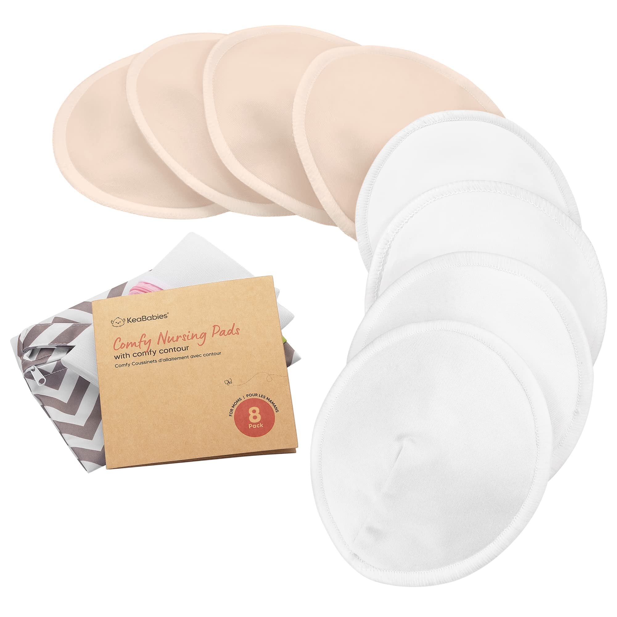 14-Pack Organic Bamboo Washable Nursing Pads with Wash Bag