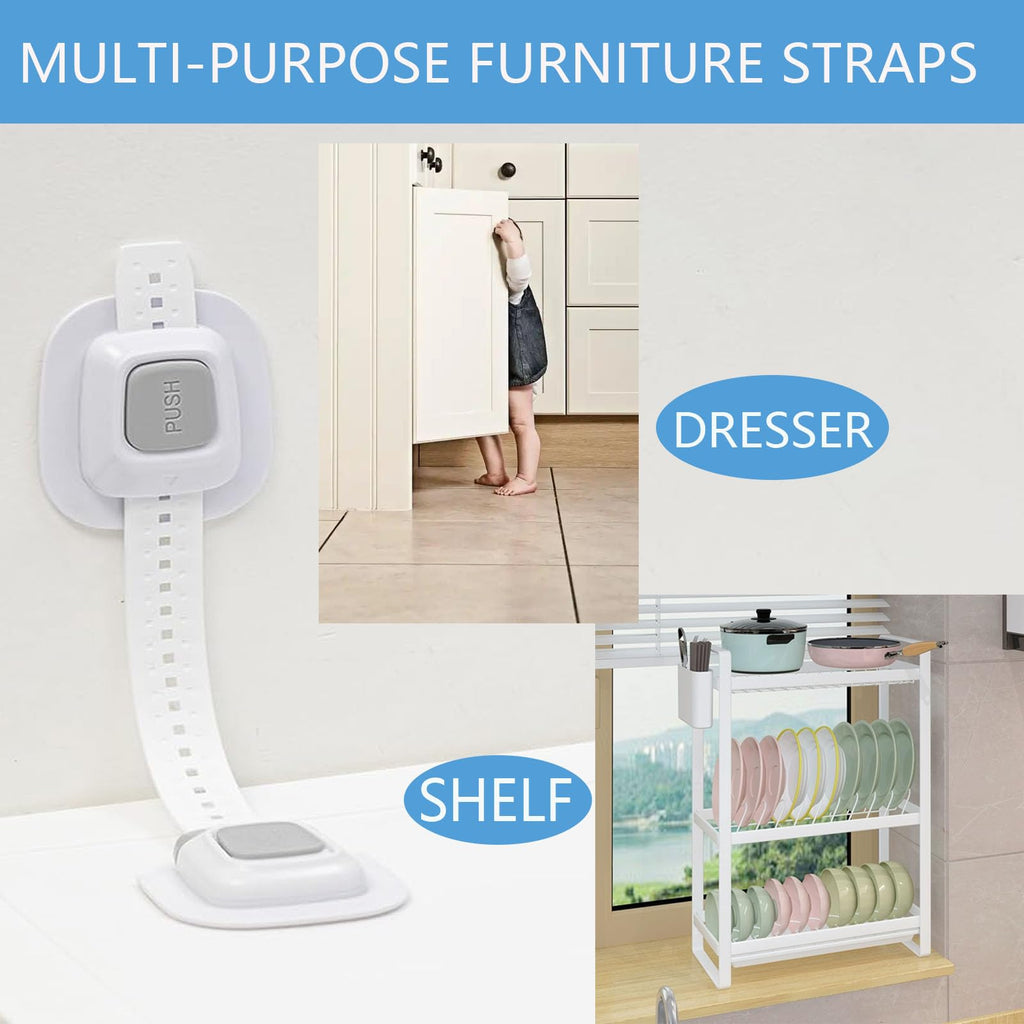 YEYA No-Drill Adhesive Anti-Tip Furniture Straps