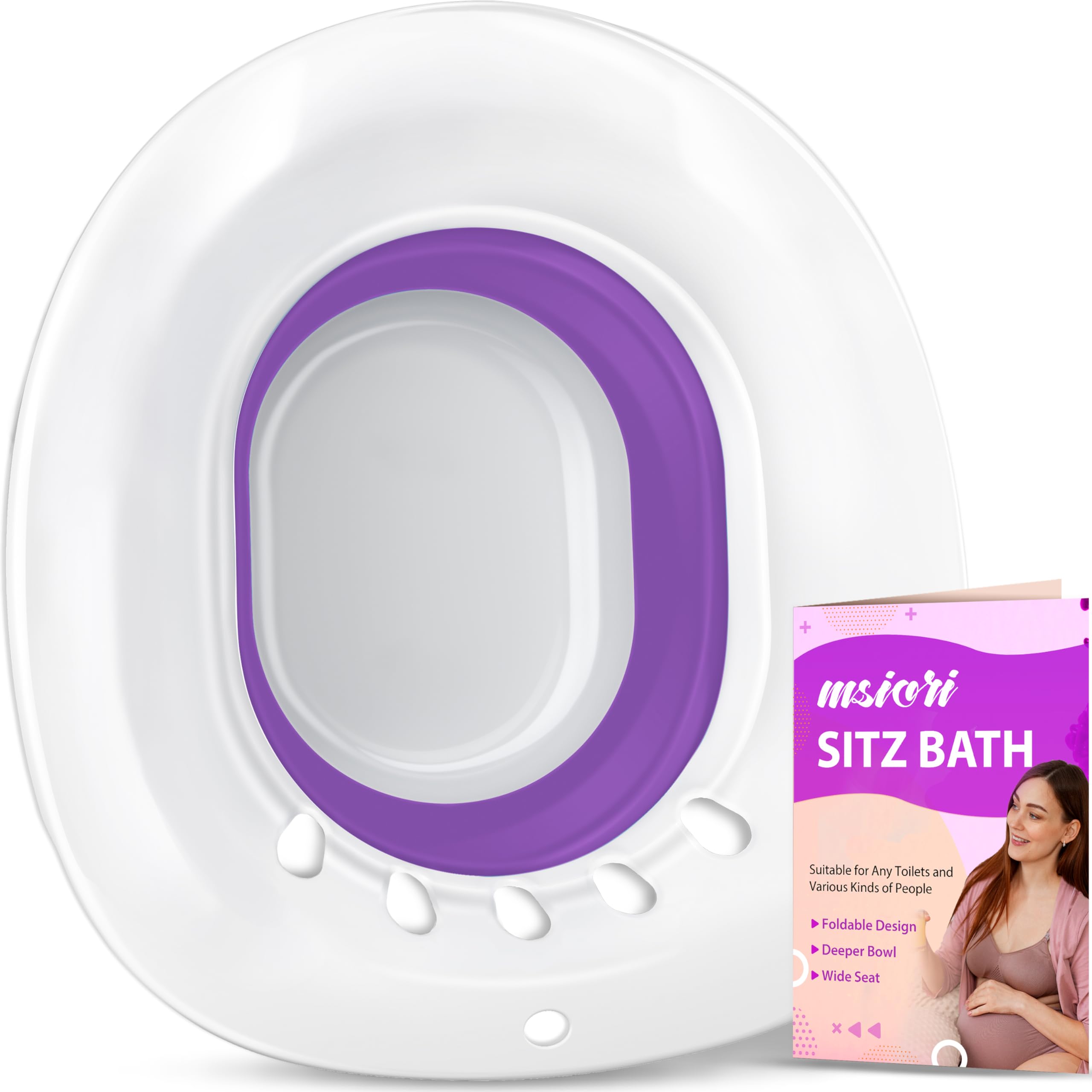 Msiori Sitz Bath for Toilet Seat, Hemorrhoids and Postpartum Care - Yoni Steam Seat - Pregnant Women and Perineal Care, Portable Bidet BPA Free - Collapsible