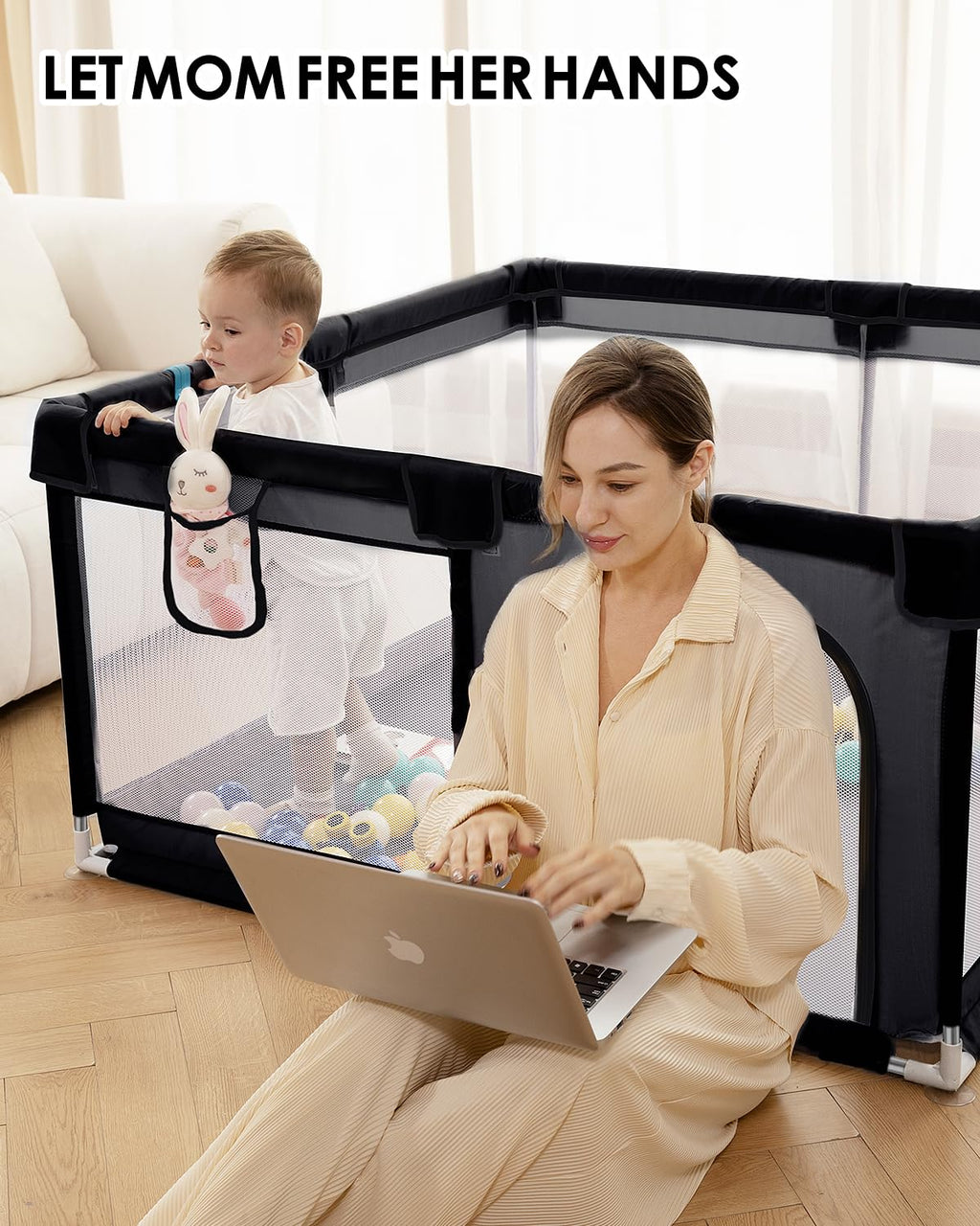 Dearlomum Extra-Large Baby Playpen with Soft Mesh Fence