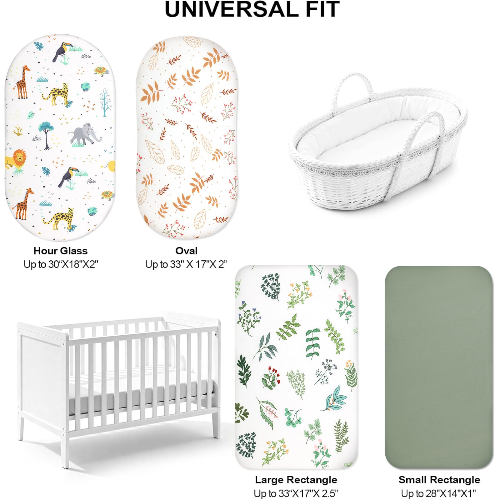 Soft Fitted Baby Bassinet Sheets with Snug Elastic Fit