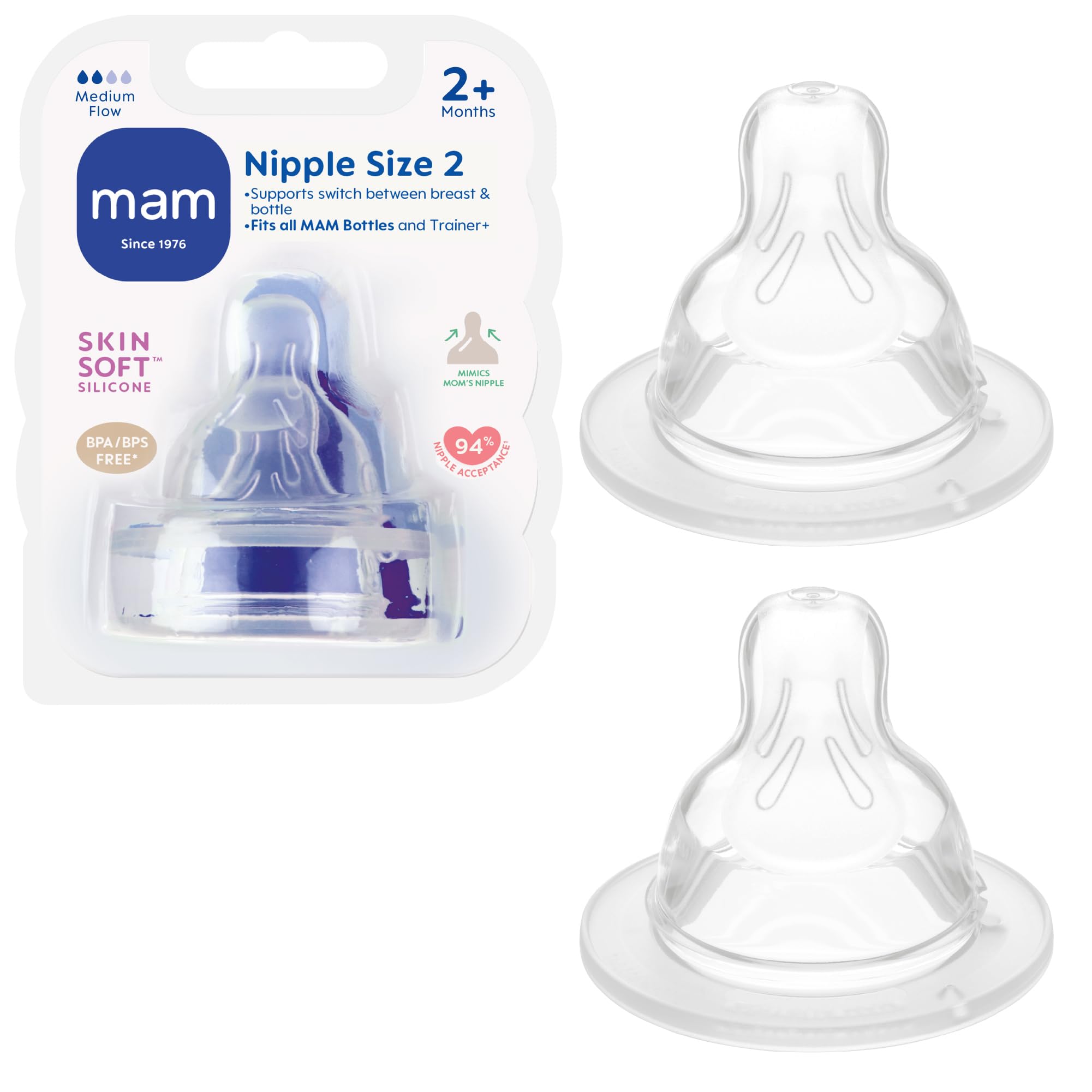 MAM Baby Bottle Nipples with Multiple Flow Rates