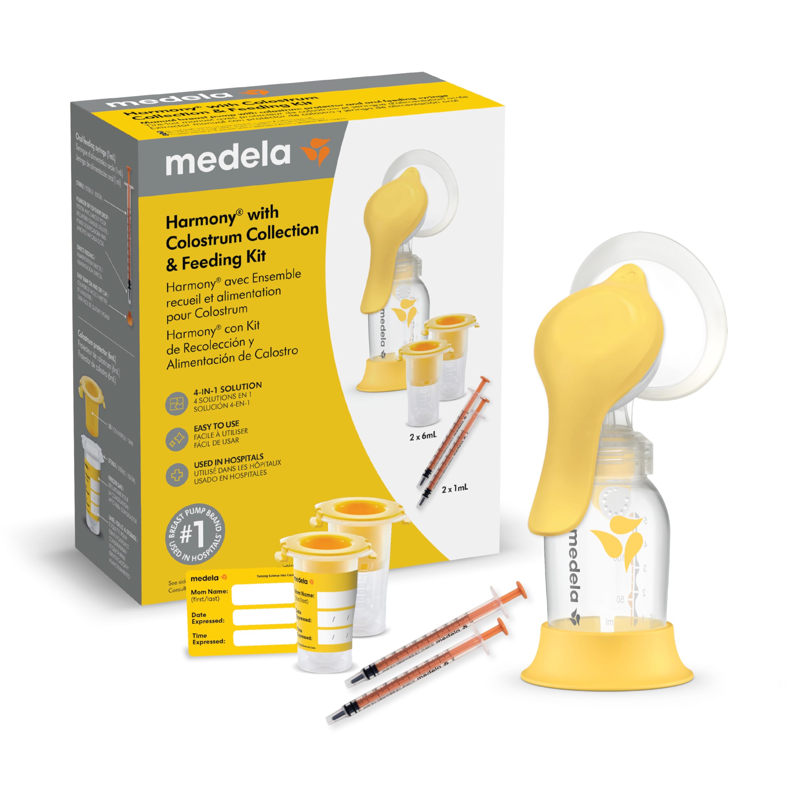 Medela Harmony Manual Breast Pump, Colostrum Collection and Feeding Kit, Silicone Breast Milk Collector, Collect, Store, Feed, and Pump