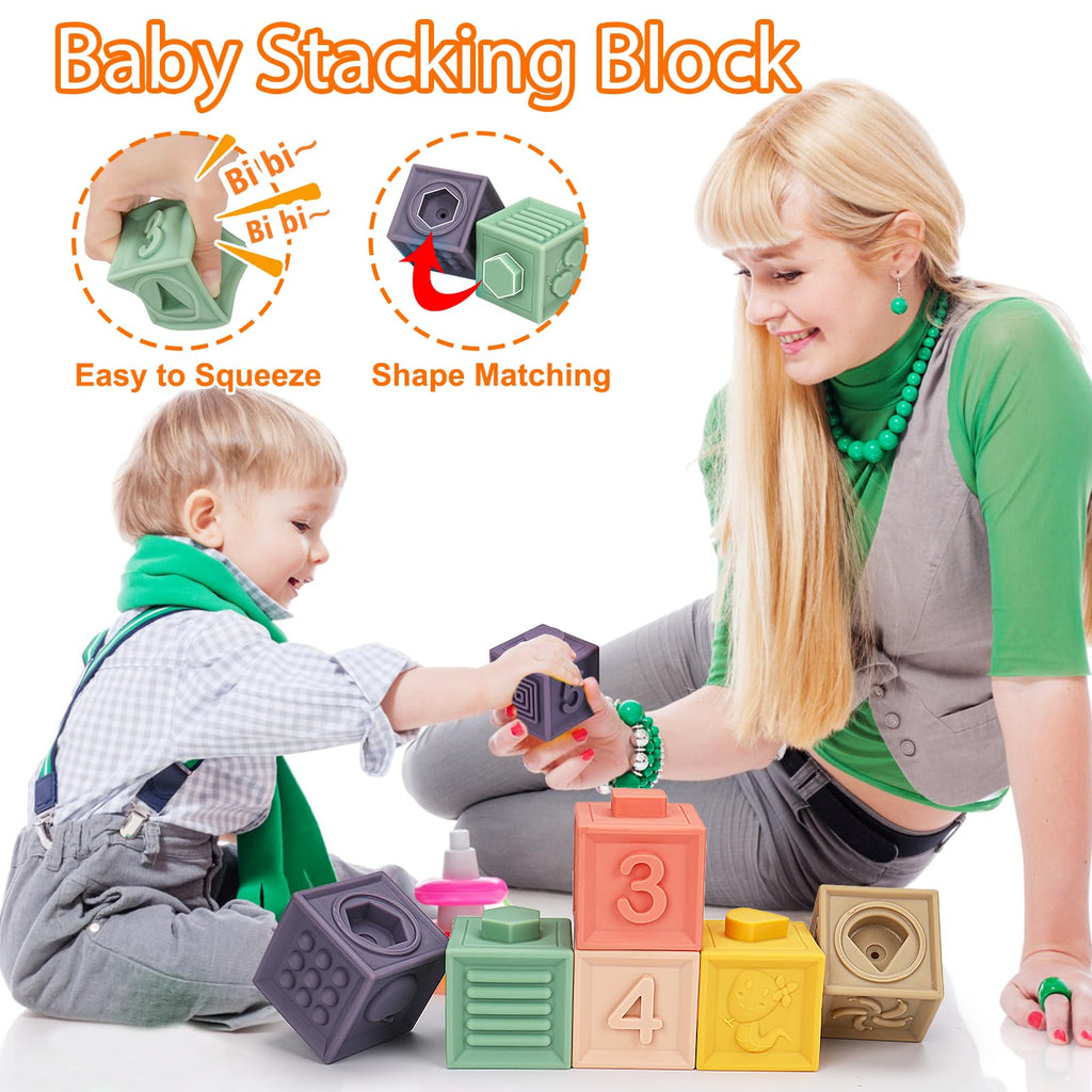 Qirptey Montessori Stacking Cups and Shape Sorter Toy