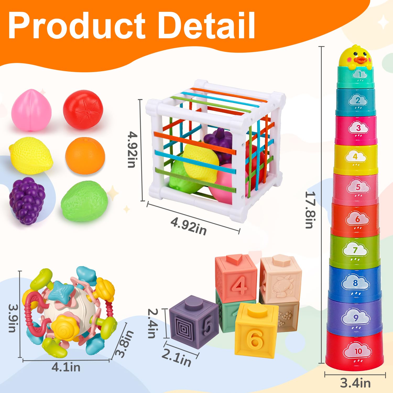 Qirptey Montessori Stacking Cups and Shape Sorter Toy