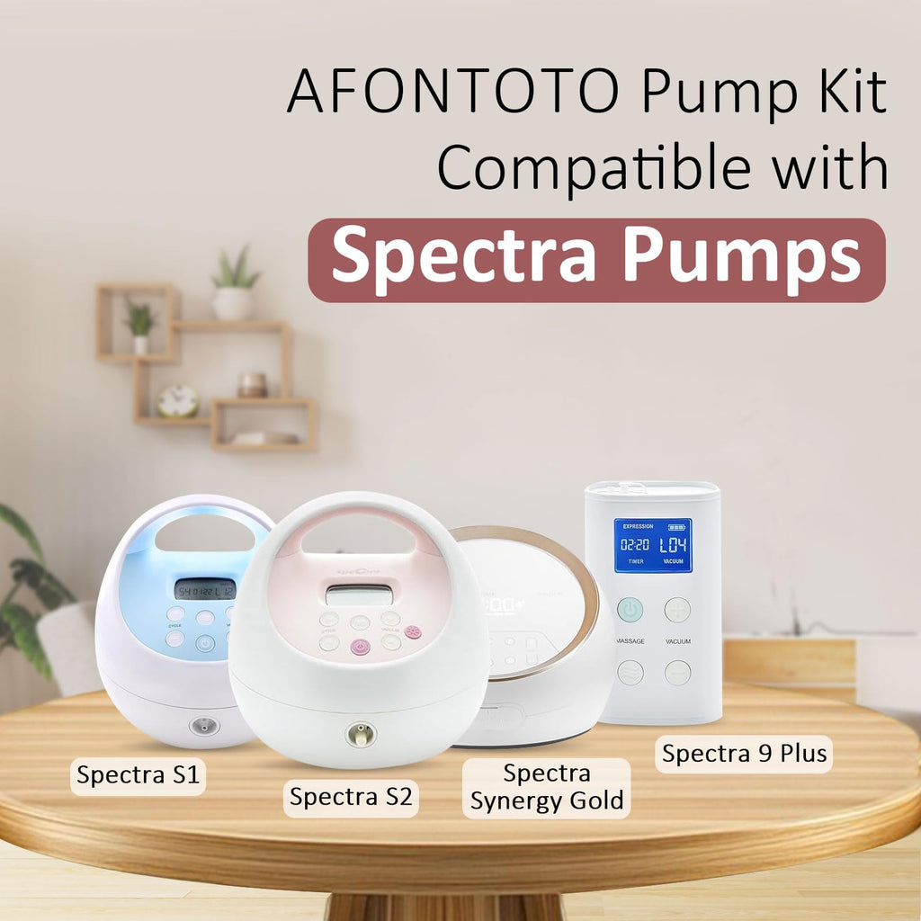 Pump Parts Compatible with Spectra S1/S2/9Plus Breastpump, Full Set Replacement Parts for Spectra Include Flange,Duckbill Valve,Backflow Protector,Tube,Bottle, Not Original Accessories