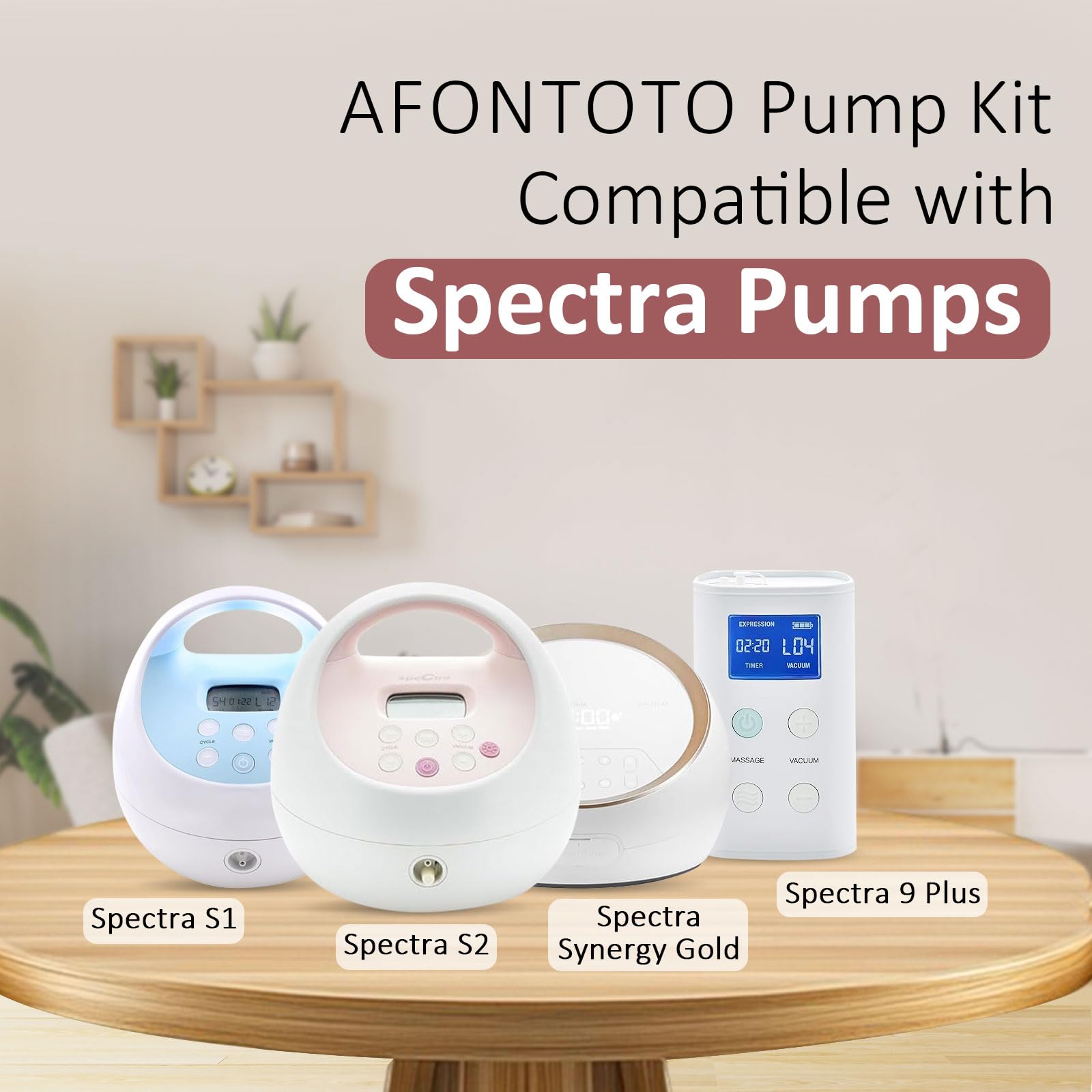 Pump Parts Compatible with Spectra S1/S2/9Plus Breastpump, Full Set Replacement Parts for Spectra Include Flange,Duckbill Valve,Backflow Protector,Tube,Bottle, Not Original Accessories
