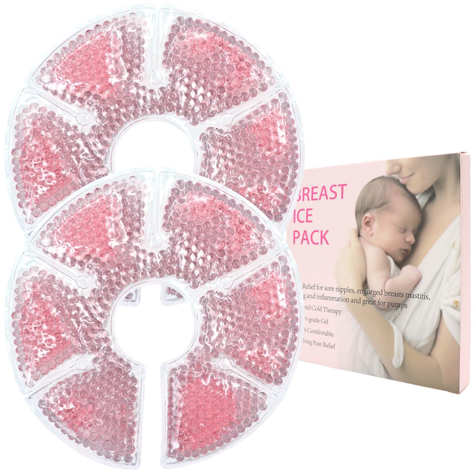 Breast Treatment Ice Pack Hot Cold Breast Pad, Nursing Pain, Mastitis, Swelling, Essential for Breastfeeding New Mothers, 2 Pack