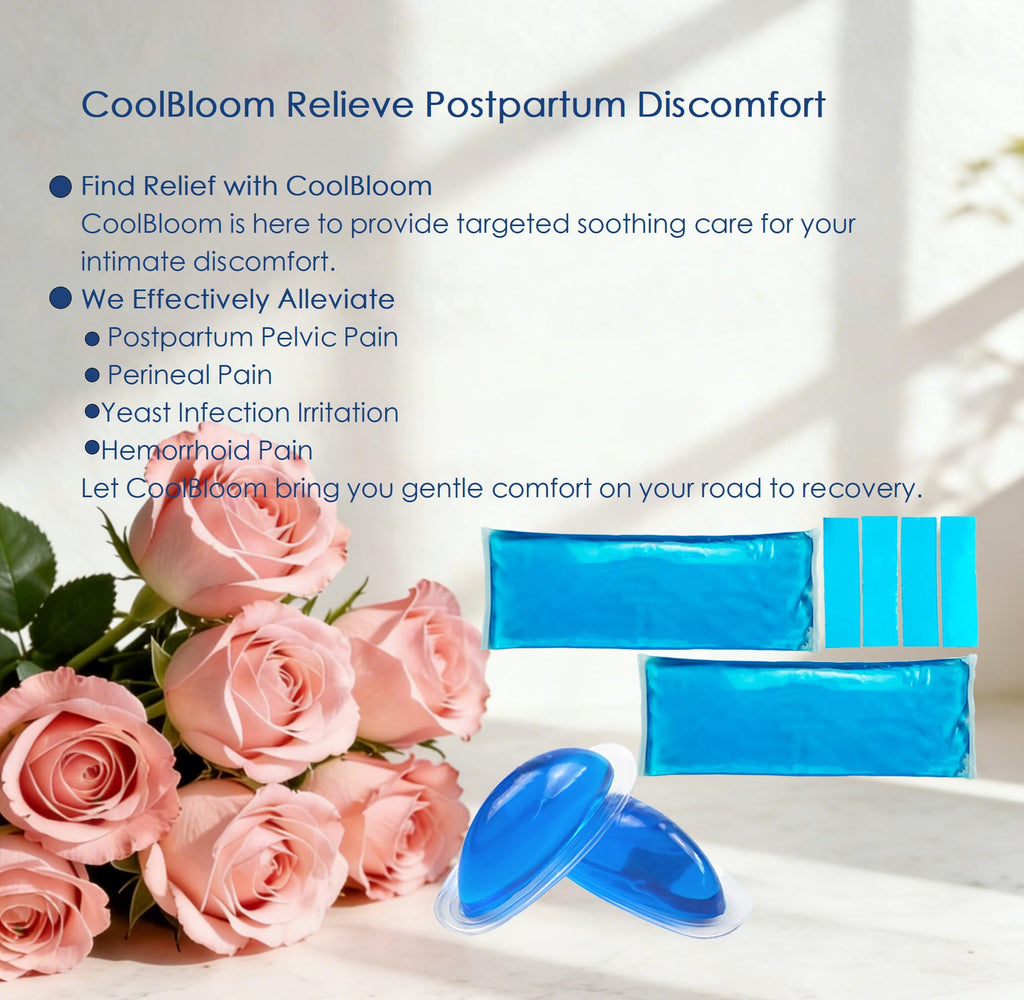 CoolBloom Medical-Grade Reusable Perineal Ice Packs, Flexible Frozen Hot Cold Gel Pads for Postpartum Recovery, Episiotomy Stitches, Hemorrhoid Swelling & Pain Relief, 2 Pack with Storage Case