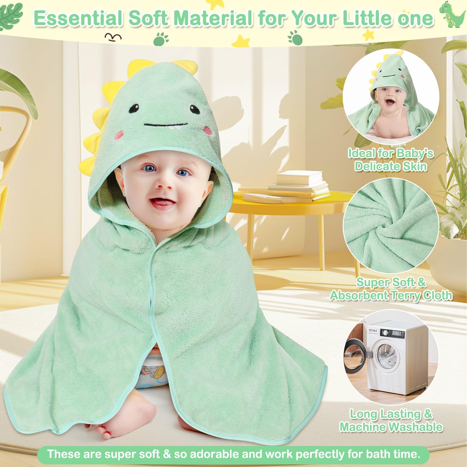Sublaga Soft Absorbent Hooded Baby Bath Towel