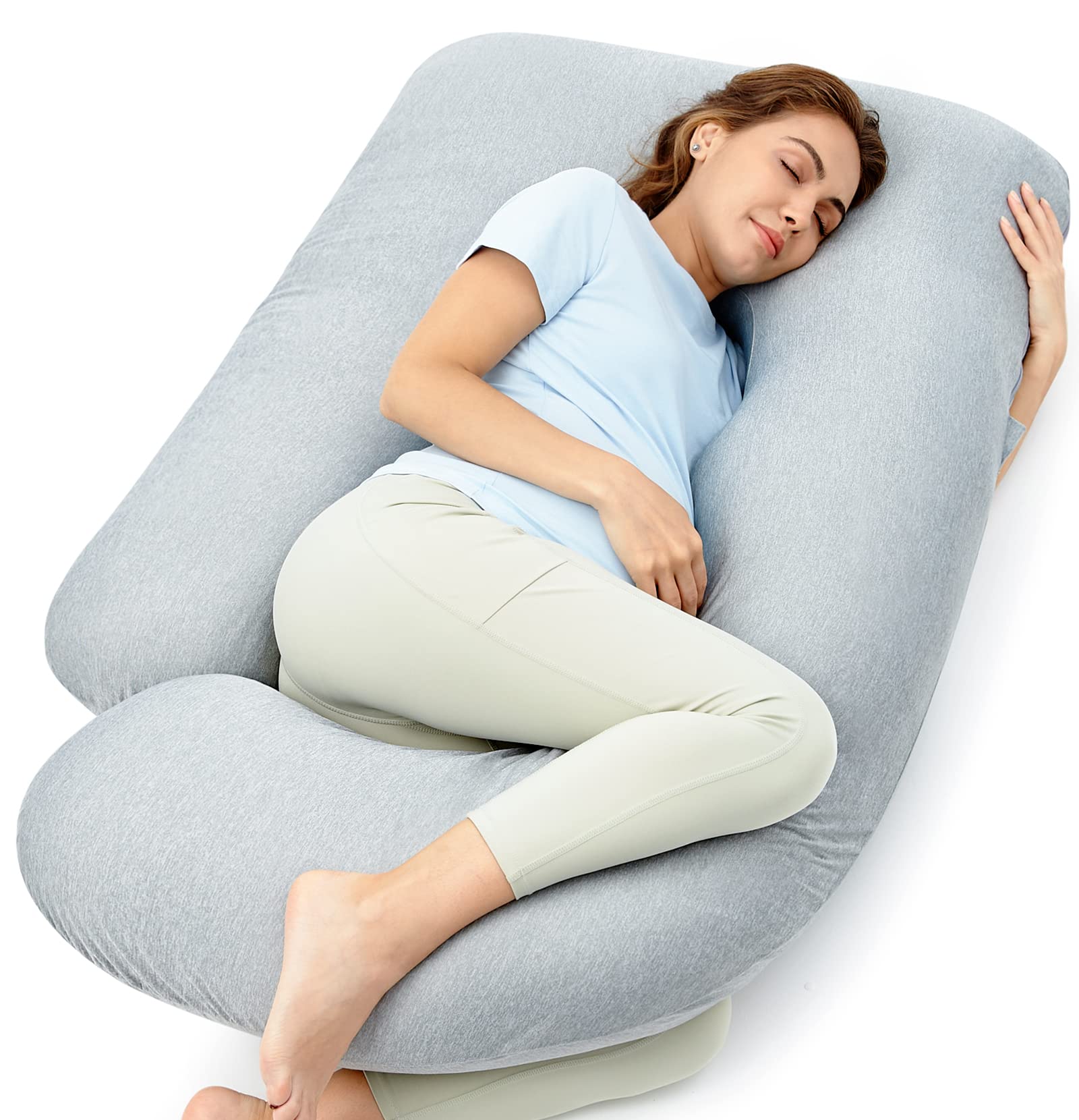 Momcozy Pregnancy Pillows, U Shaped Full Body Maternity Pillow with Removable Cover - Support for Back, Legs, Belly, Hips for Pregnant Women, 57 Inch Pregnancy Pillows for Sleeping