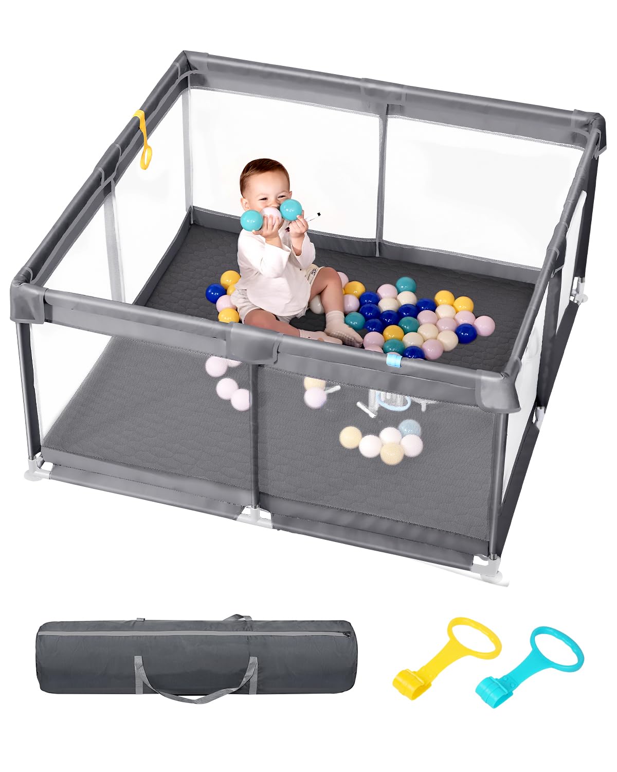 Dearlomum Extra-Large Baby Playpen with Soft Mesh Fence