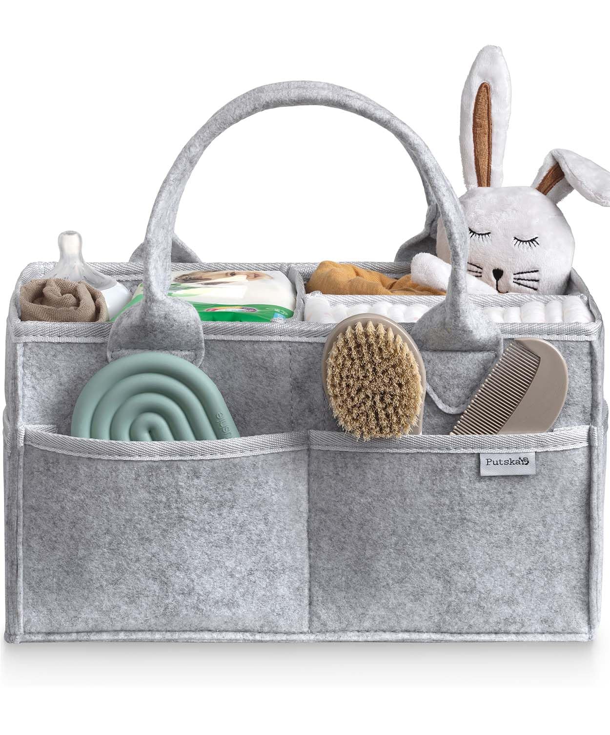 PUTSKA Portable Baby Diaper Caddy Organizer with Compartments