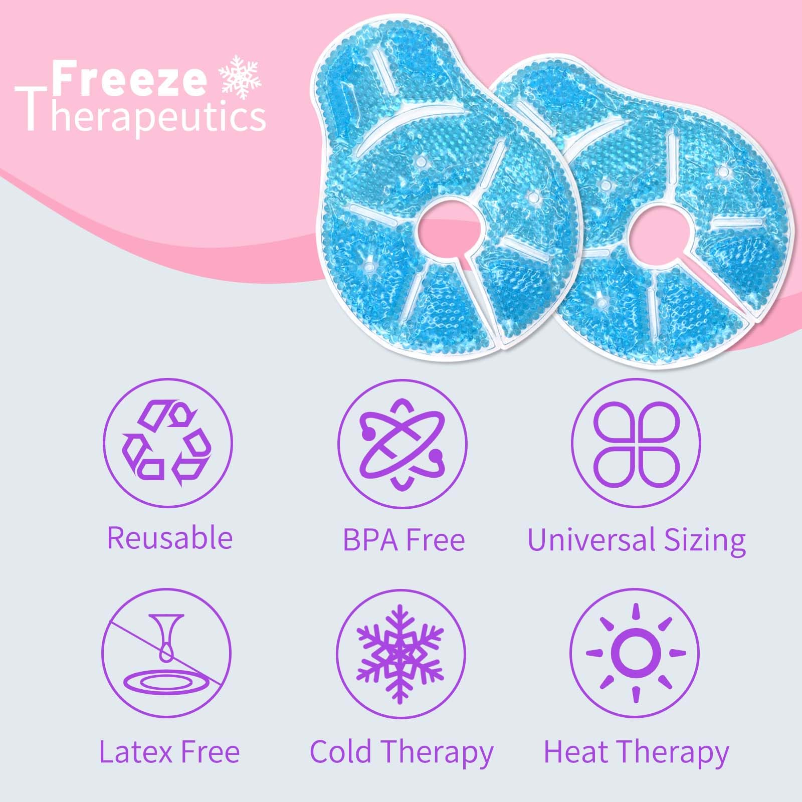 Breast Treatment Ice Pack Hot Cold Breast Pad, Nursing Pain, Mastitis, Swelling, Essential for Breastfeeding New Mothers, 2 Pack