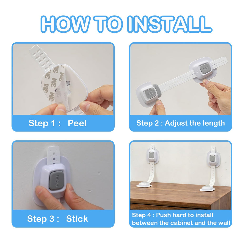 YEYA No-Drill Adhesive Anti-Tip Furniture Straps