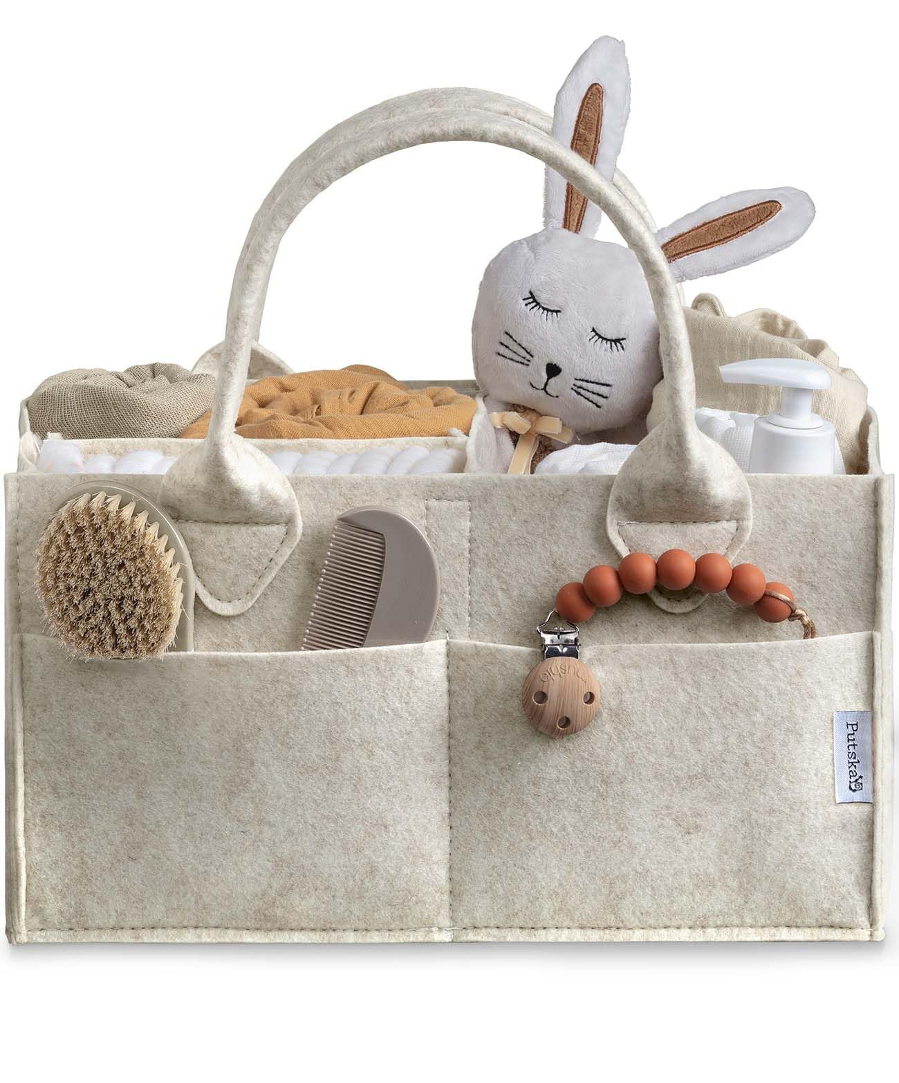 PUTSKA Portable Baby Diaper Caddy Organizer with Compartments