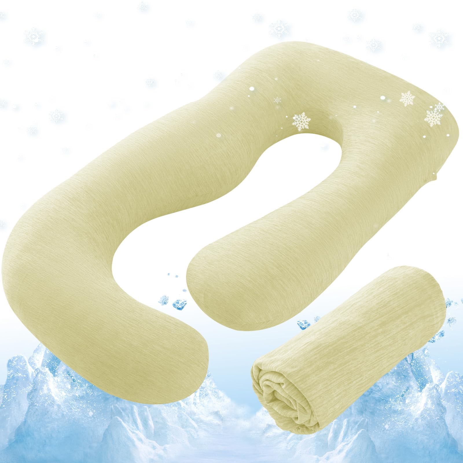 Sasttie J-Shape Cool Knit Maternity Pillow Case for Pregnant Woman