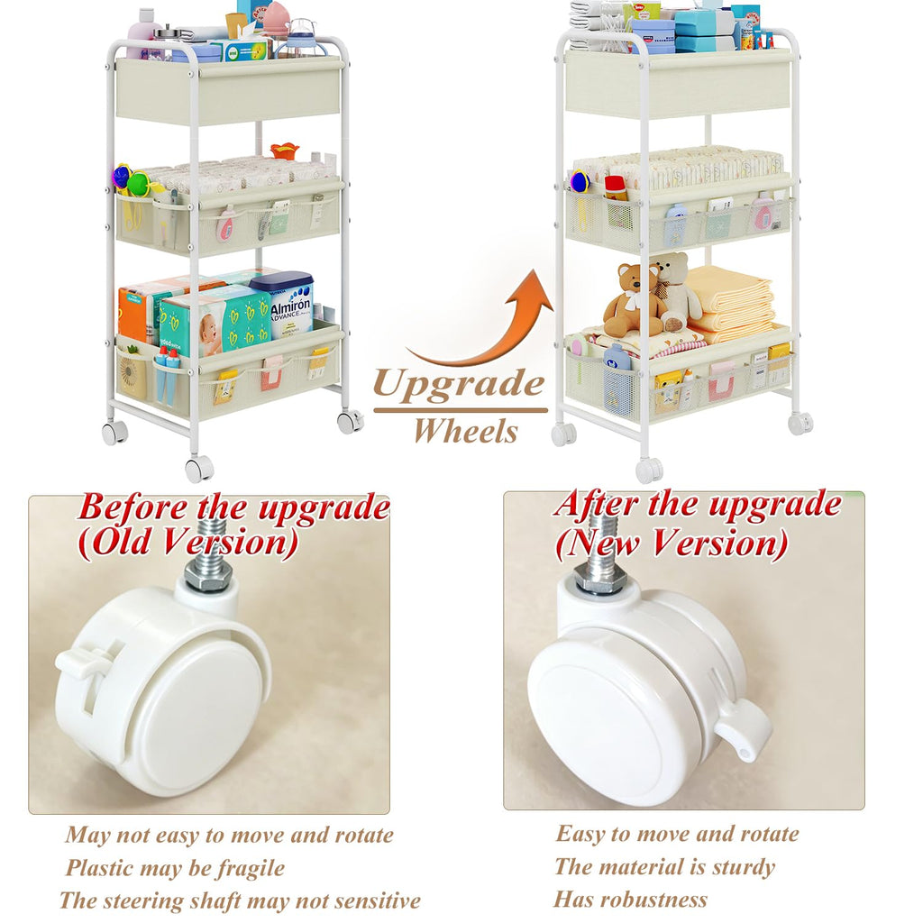 Cidaziya Rolling Baby Diaper Caddy and Storage Cart