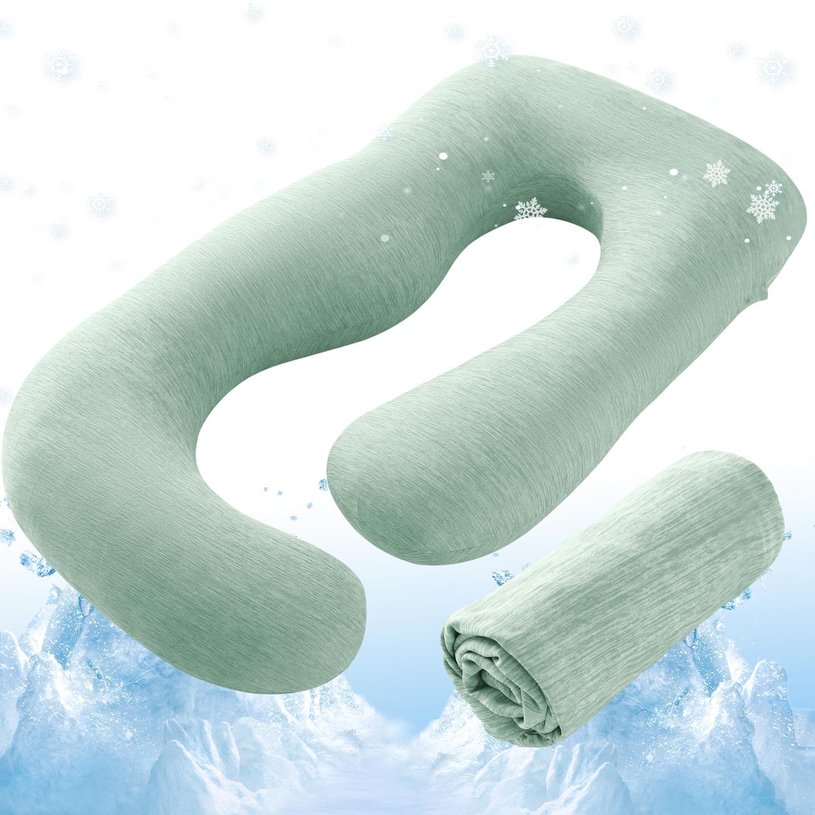 Sasttie J-Shape Cool Knit Maternity Pillow Case for Pregnant Woman