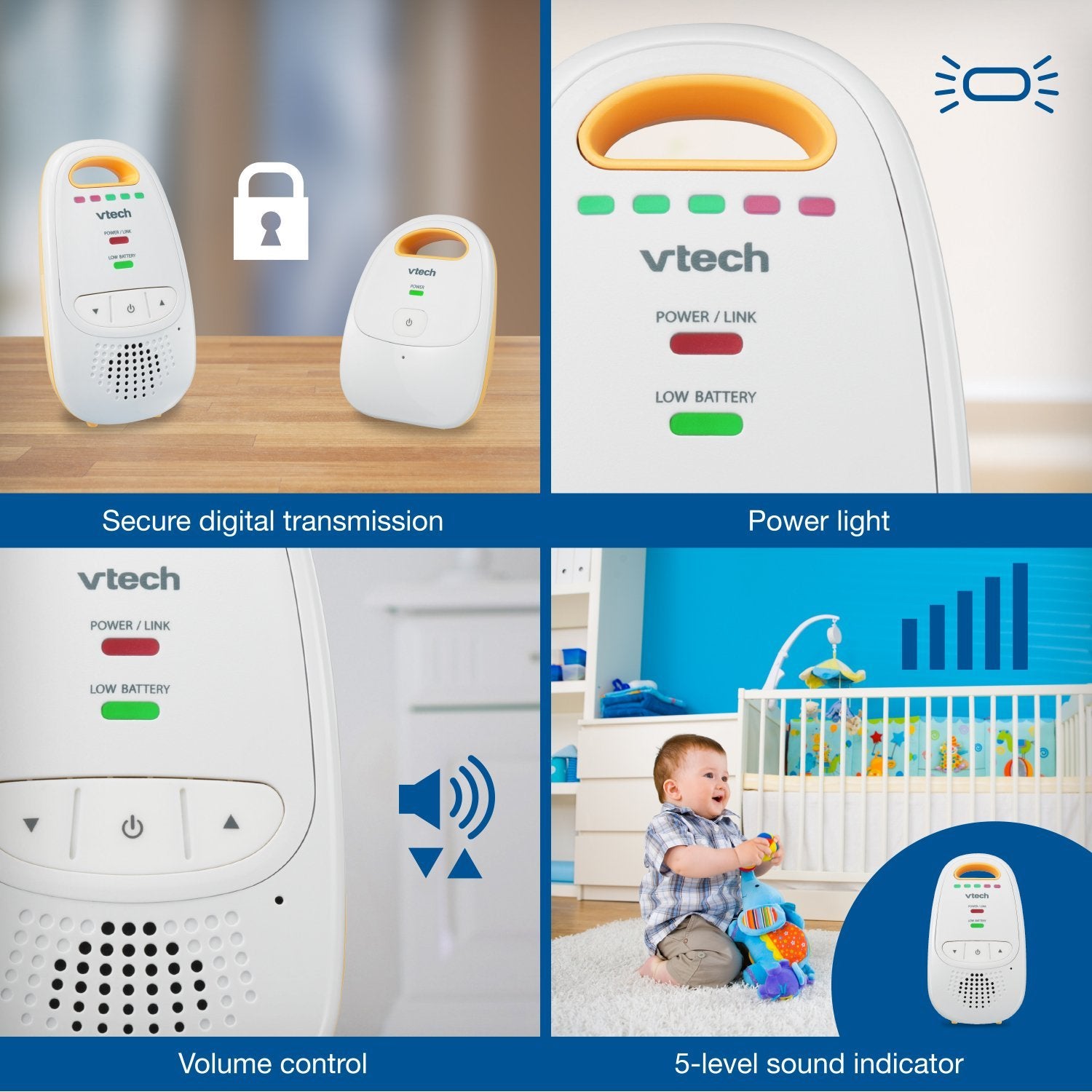 VTech DM112-2 Long-Range Audio Baby Monitor Set