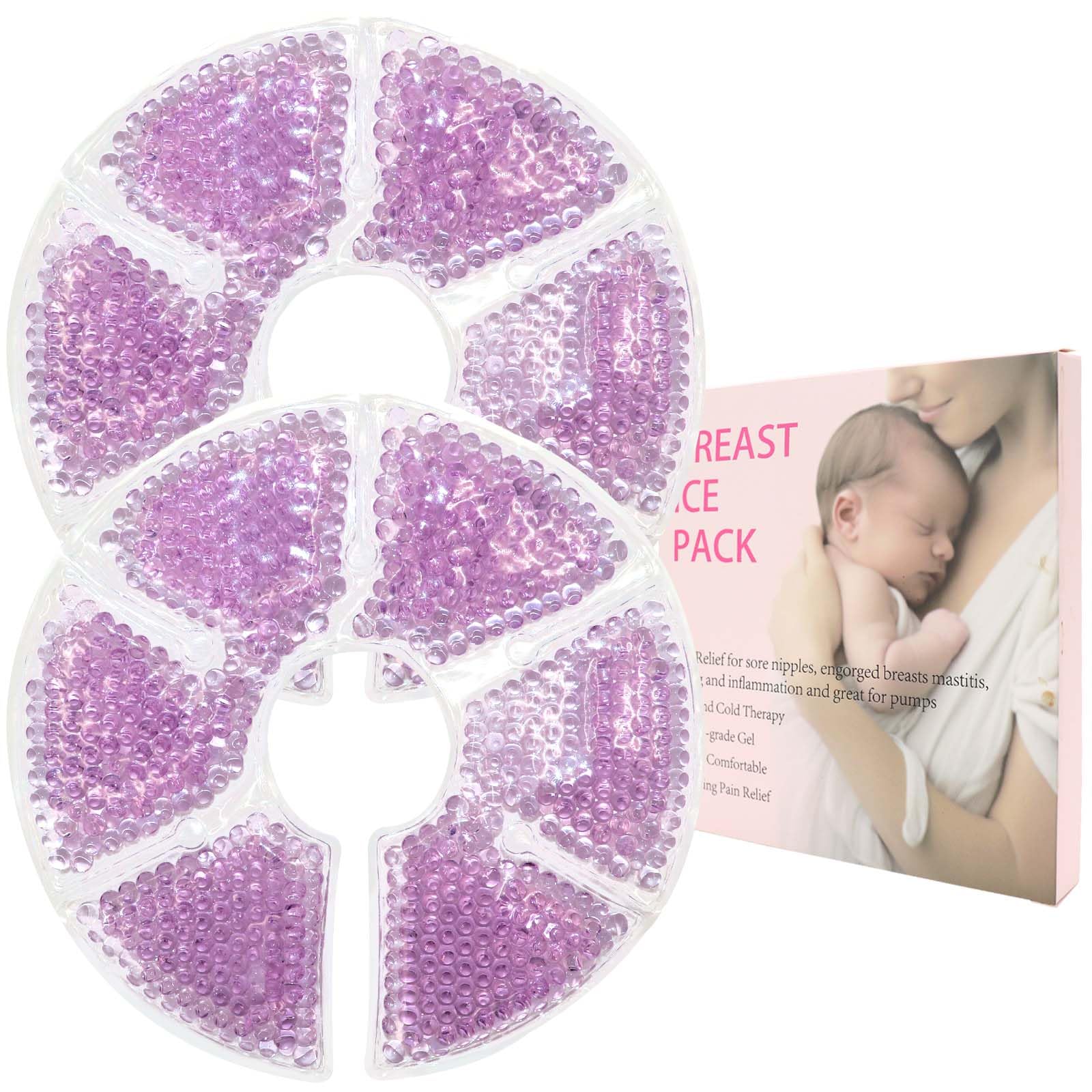 Breast Treatment Ice Pack Hot Cold Breast Pad, Nursing Pain, Mastitis, Swelling, Essential for Breastfeeding New Mothers, 2 Pack