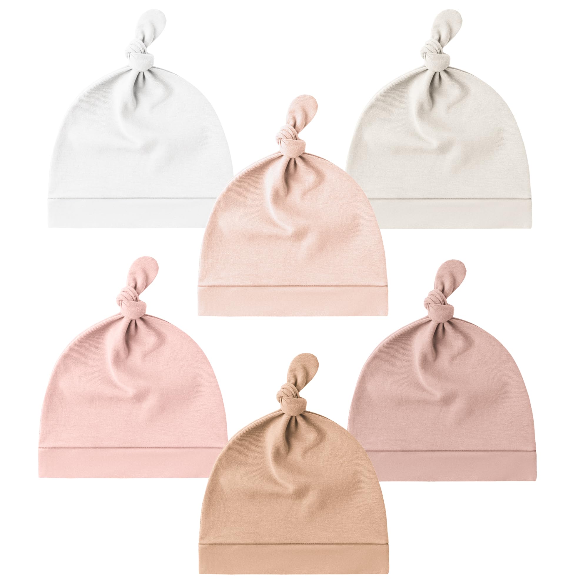 Konssy 6-Pack Newborn Knot Beanie Hats for 0–6 Months