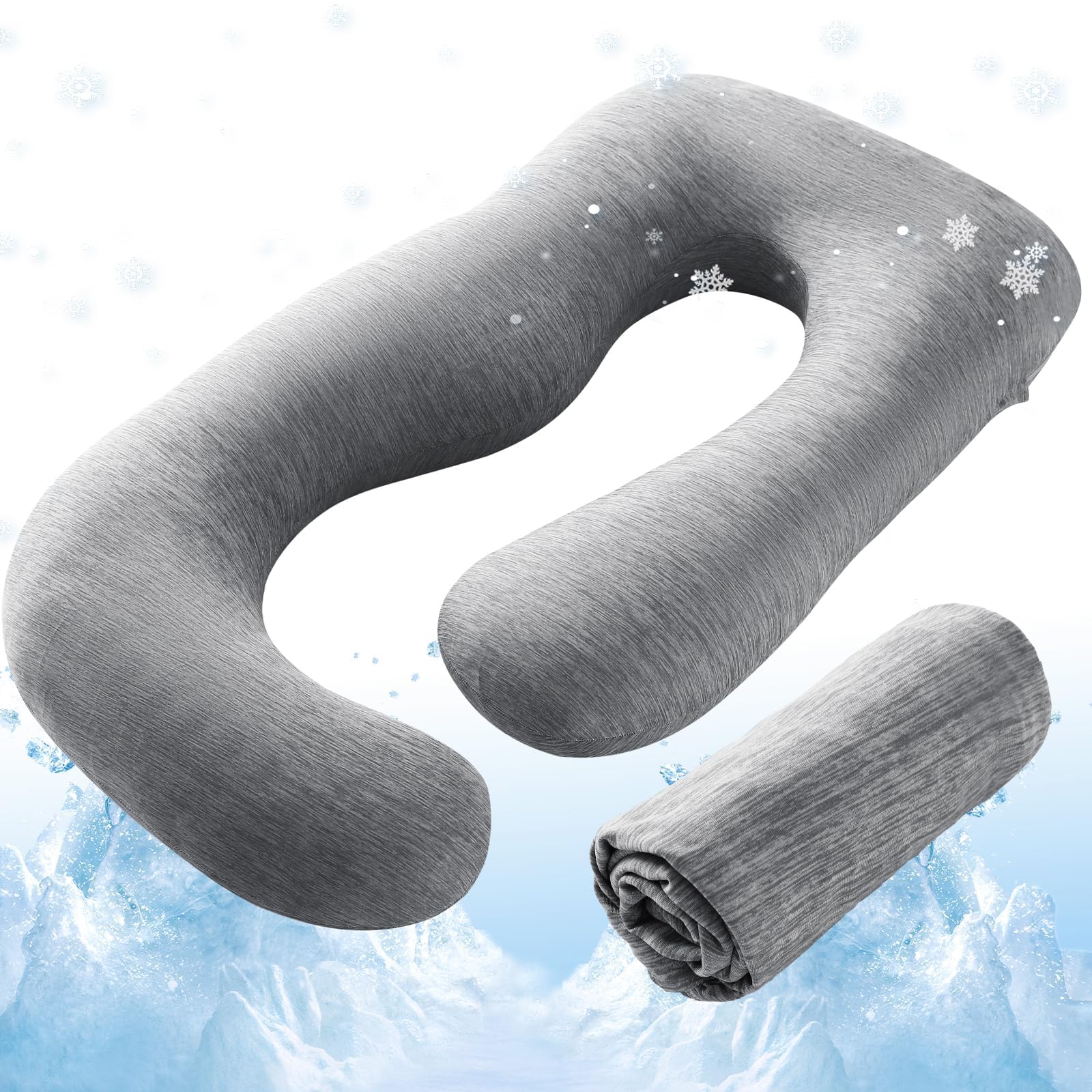 Sasttie J-Shape Cool Knit Maternity Pillow Case for Pregnant Woman