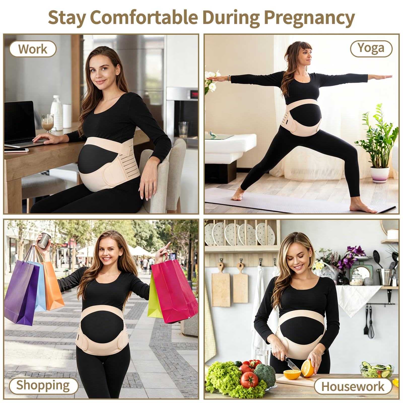 ChongErfei Maternity Belt Pregnancy Belly Band 3 in 1 Maternity Support Belt for Pregnant Back/Pelvic/Hip Pain, Maternity Band Belly Support for Pregnancy