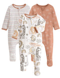 Yoofoss 3-Pack Organic Cotton Footed Pajamas for Babies