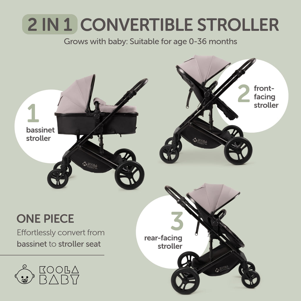 KOOLABABY 2-in-1 Foldable Stroller for Newborns and Toddlers