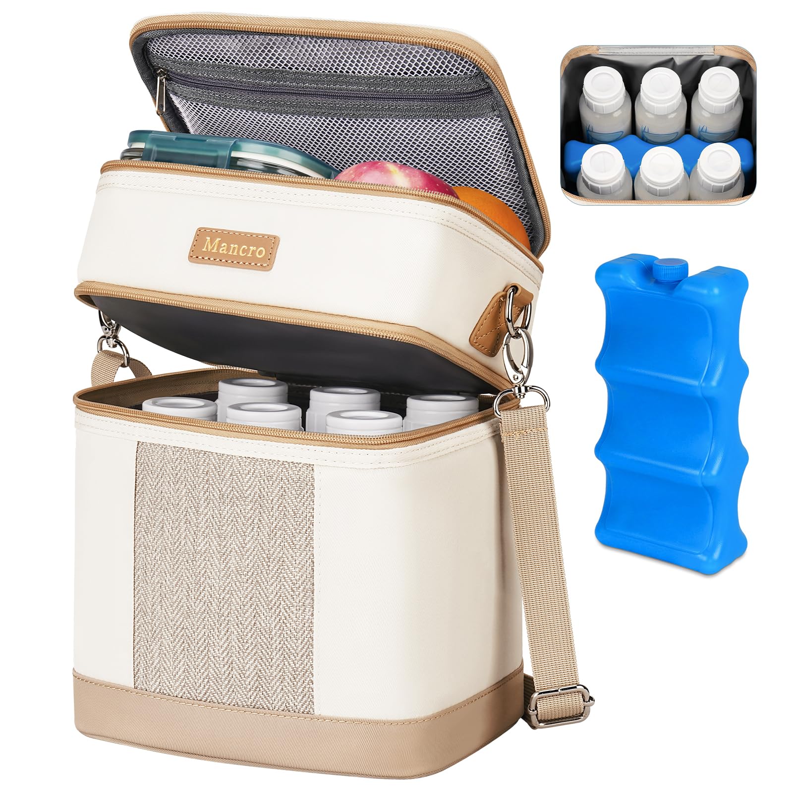 Mancro Insulated Breast Milk Cooler Bag with Ice Pack