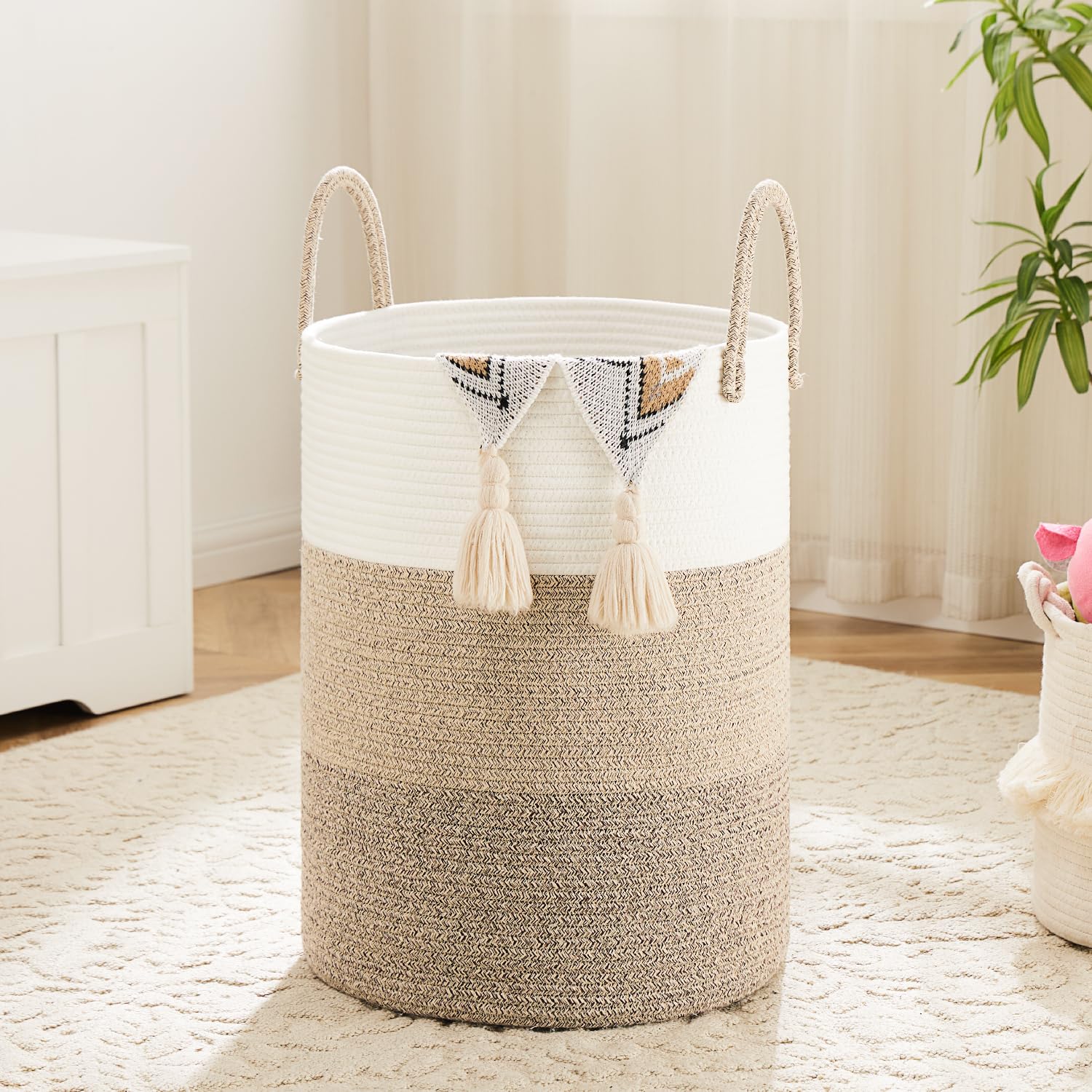 Artfeel 60L Woven Cotton Rope Laundry Hamper