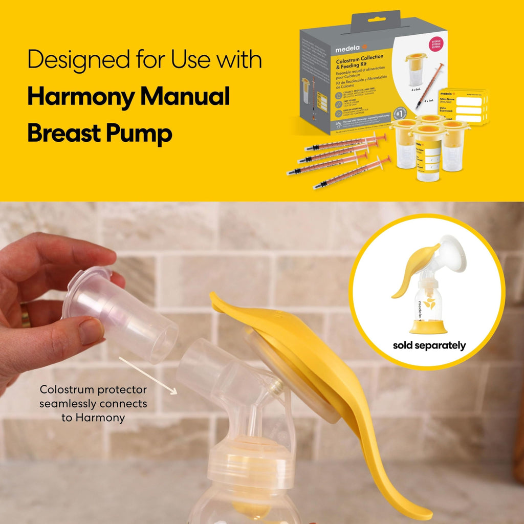 Medela Harmony Manual Breast Pump, Colostrum Collection and Feeding Kit, Silicone Breast Milk Collector, Collect, Store, Feed, and Pump