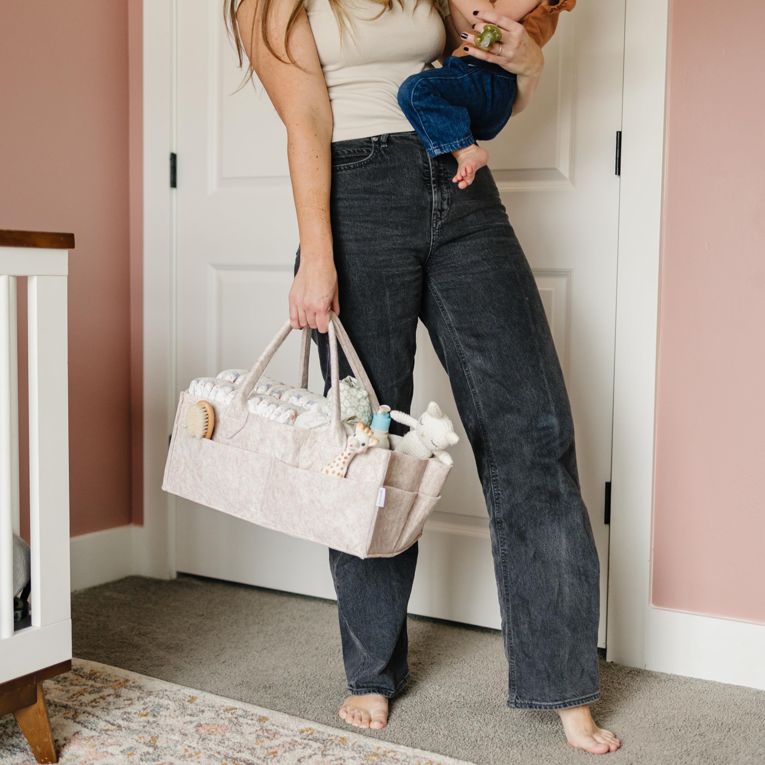 PUTSKA Portable Baby Diaper Caddy Organizer with Compartments