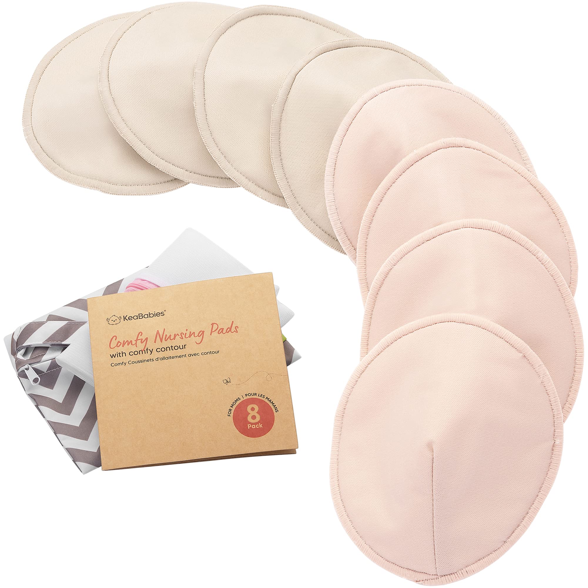 14-Pack Organic Bamboo Washable Nursing Pads with Wash Bag